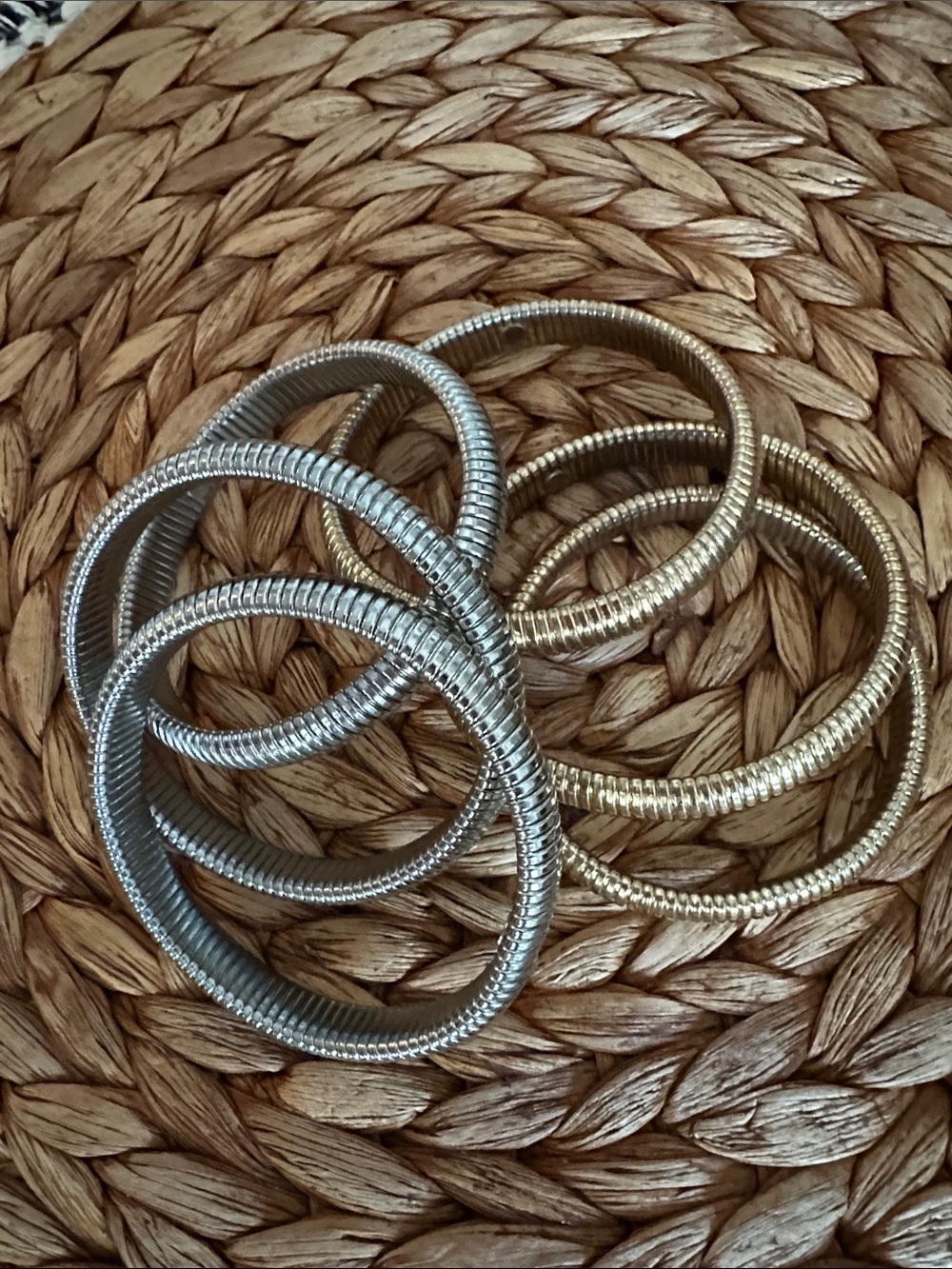 Trendy Stretchy Gold and silver Bangle bracelet Sets